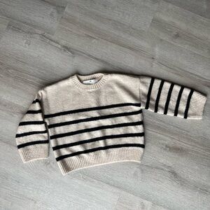 H&M Cream Sweater with Black Stripes